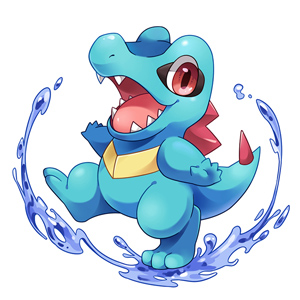 Totodile splashing water